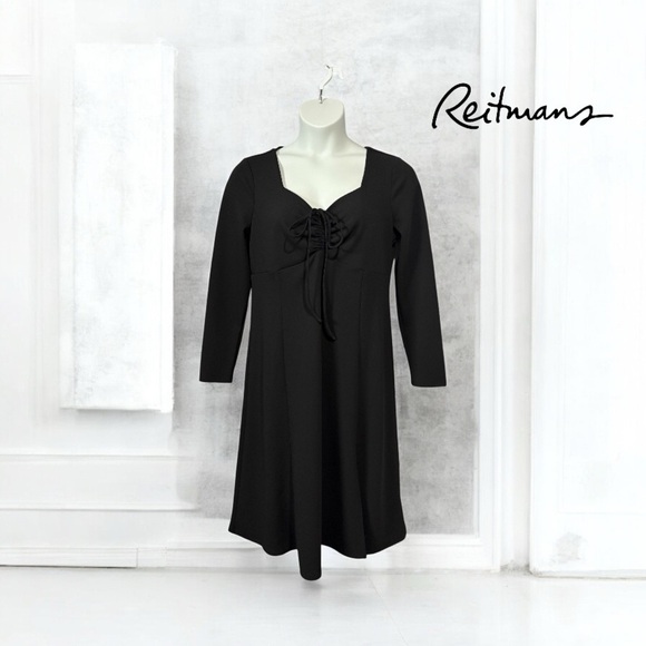 NWOT, Reitmans, Black Dress with Lace-Up Detail, XL - Picture 1 of 8